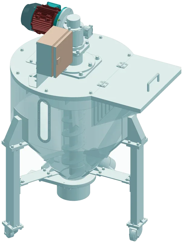 Vertical screw mixer on castors, isometric