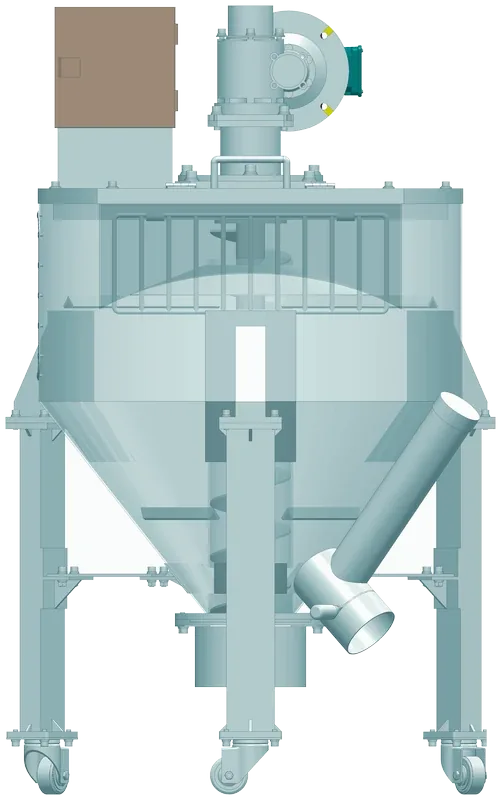 Vertical screw mixer on castors, elevation